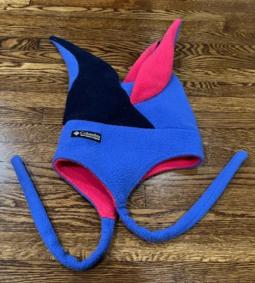 Columbia Hat YOUTH L/XL Blue Pink Jester VTG 90s Colorful Beanie USA Made Fleece - Image 1 of 4