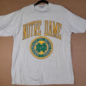 Vtg Notre Dame Fighting Irish XL Gray Shirt 20/20 NCAA College Single Stitich - Picture 1 of 10