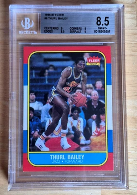 1986-87 86 FLEER BASKETBALL THURL BAILEY #6 BGS 8.5 Utah Jazz ROOKIE RC - Image 1 of 4