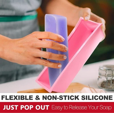 Прямоугольная форма для мыла с резаком — гибкая силиконовая форма для мыла 42 унции... - Изображение 1 из 4