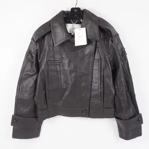 A.L.C. Miles 100% Lamb Leather Jacket In Deepest Brown - Size Small - Picture 1 of 8