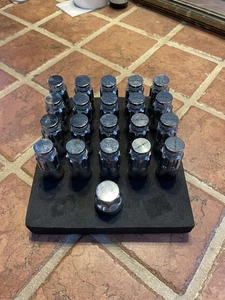 NEW NRG Extended Steel Lug Nuts w/Dust Cap Cover M12 X 1.5 20Pcs+Lock Key Chrome - Picture 1 of 4