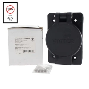 Cooper Black Watertight Locking Receptacle NEMA L7-30R 30A 277V 2P3W L730RWBK - Picture 1 of 5