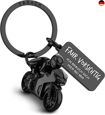 BESUCHE DEN FABACH- FABACH Motorrad Schlüsselanhänger mit Schutzengel und Gravur - Fahr vorsichtig G