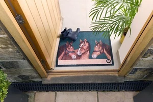 Hug Rug Stable Horses Design / Runner Dirt Trapper Door Mat Machine Washable - Picture 1 of 5