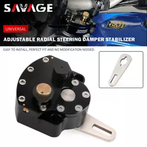 Black Motorcycle Adjustable Steering Damper Stabilizer Safety Universal - Picture 1 of 14
