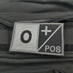 O+ / POS Postive Tactical Army Hook Loop Patch Embroidered Badge Gray Dark 8*5CM - Picture 1 of 5