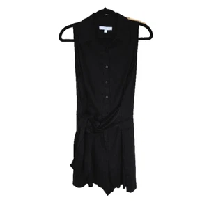 Antonio Melani Womens Short Romper Sz 10 Black Linen Blend Classic Chic Preppy - Picture 1 of 8