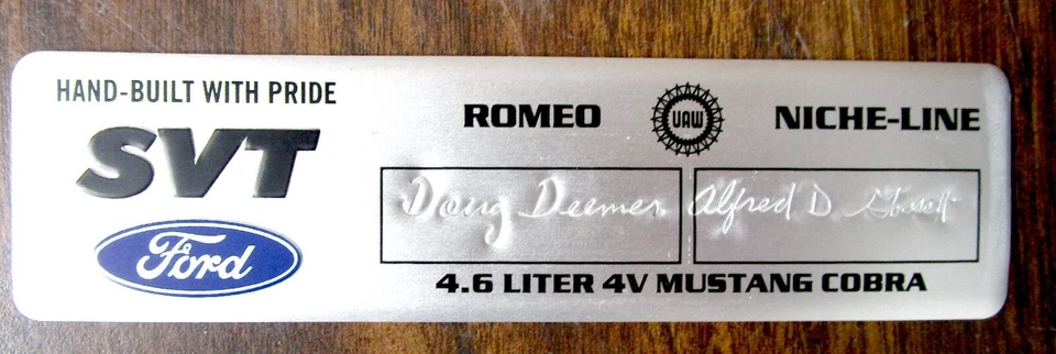 2003,2004 SVT COBRA 4.6 TERMINATOR VALVE COVER PLATE WITH ROMEO PLANT SIGNATURES - Image 1 of 1