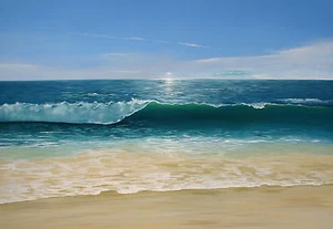 Impresión artística "Soñar despierto en Sandown" Isla de Wight Paisaje marino A3 edición limitada - Imagen 1 de 1