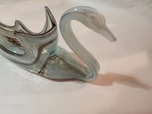 BEAUTIFUL SWAN GLASS BLOWN MARBLE FLO PATTERN - Picture 1 of 9