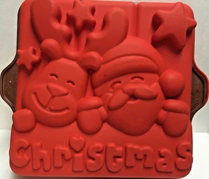 SILIKOMART SANTA & REINDEER CAKE MOLD 9.5" X 2" ITALY NIP - Picture 1 of 3