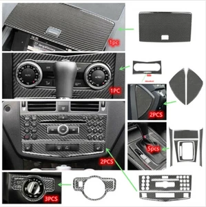 14PC Carbon Fiber Central Control Panel Trim For Benz C-Class C350 W204 07-2014 - Picture 1 of 9