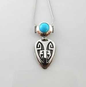 Colgante tribal turquesa del suroeste de la Bella Durmiente de plata de ley - Imagen 1 de 4