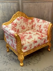 Exquisite 1/12th scale dolls' house armchair with cabriole legs~Celia Mayfield - Picture 1 of 5