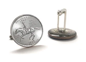 Herren Manschettenknöpfe Delaware State Quarter Münze Manschettenknöpfe Stempelglanz Quartal 1999 - Bild 1 von 6