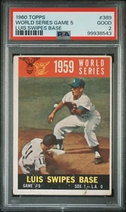 1960 TOPPS WORLD SERIES GAME 5 LUIS SWIPES BASE #389 PSA 2 - Picture 1 of 2