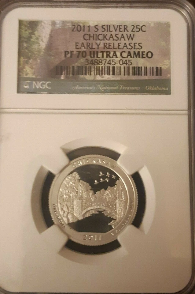 2011-S 25c Silver Chickasaw NP Quarter -Early Release-NGC PF70 Ultra Cameo - Image 1 of 1