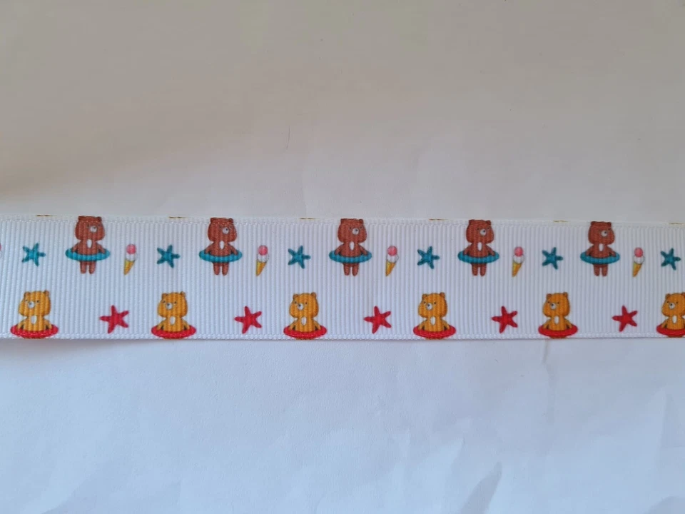 2 meters of teddy bear print grosgrain ribbon 1" wide - Image 1 of 1