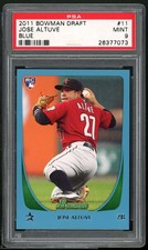Jose Altuve Rookie Card 2011 Bowman Draft Blue #11 PSA 9