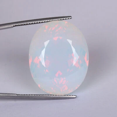 Certified 46.35 CT. Ethiopian White Fire Opal Oval Cut Loose Stone For Pendant - Image 1 of 4