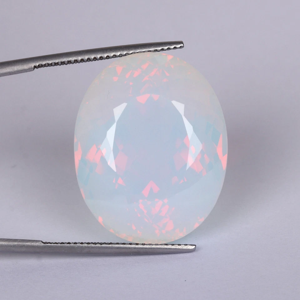 Opala de fogo branca etíope certificada 46,35 CT. corte oval pedra solta para pingente - Imagem 1 de 4
