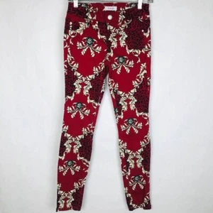 Energie Jeggings Juniors Size 5 Burgundy Leopard Leaf Printed  - Picture 1 of 6