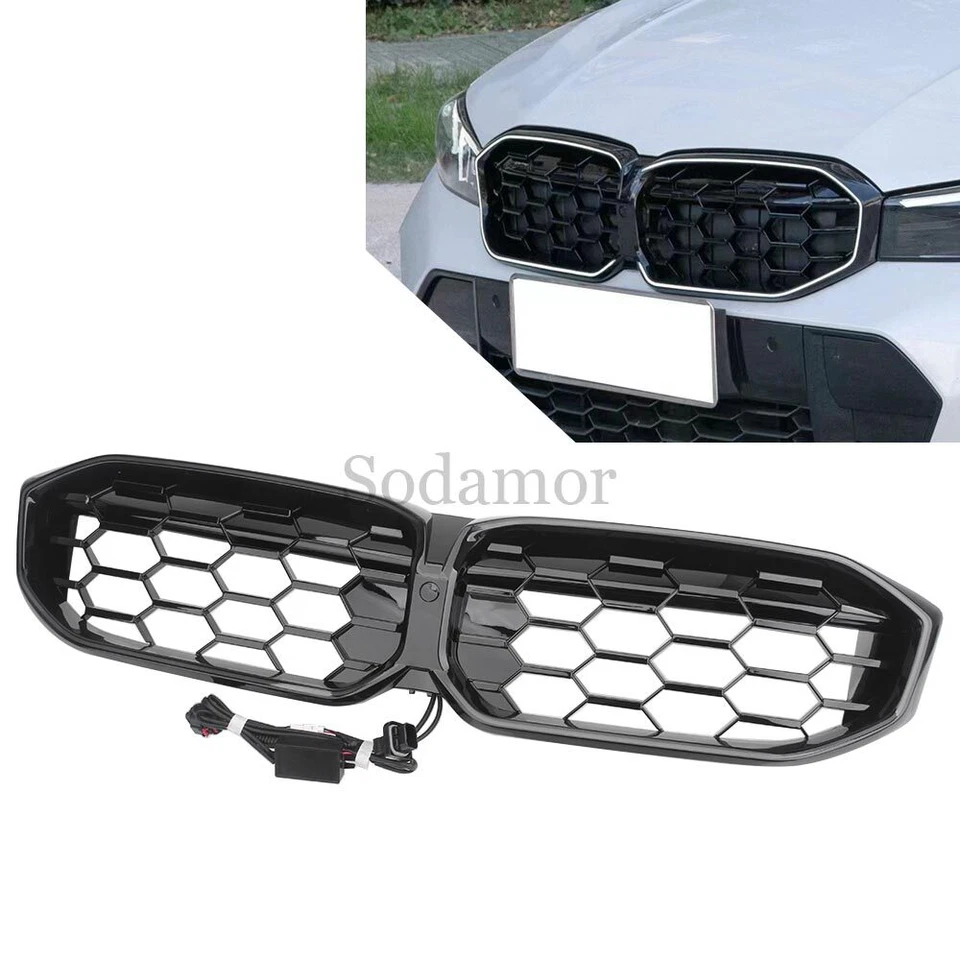 Glossy Black Front Bumper Grille Mesh Fit For BMW G20 G21 330i M340i 3ER 2023-24 - Image 1 of 4
