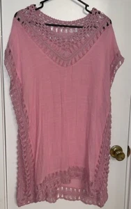 Mujer XL Rosa Traje de Baño Boho Cubrir Playa Natación Túnica - Imagen 1 de 13