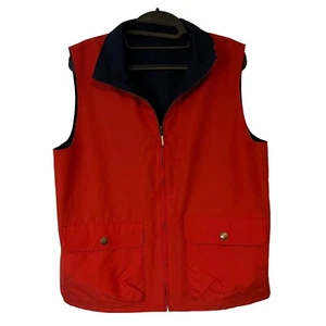 Chaps Outdoor Reversible Vest Womens Large Red Blue Pockets Water Repellant Zip - Picture 1 of 12
