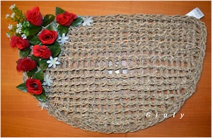 ZERBINO INGRESSO TAPPETO DECORATO FIORI 7 rose rosse IDEA REGALO mezzaluna - Foto 1 di 1