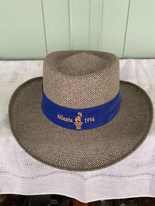 Vintage 1996 Olympics Hanes Atlanta Ga. Volunteer Straw Hat Cap Fedora - Picture 1 of 5