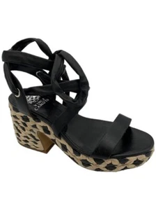Vince Camuto Lace-Up Espadrille Wedge Heels Roreka Black - Picture 1 of 3
