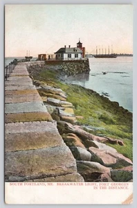 South Portland ME Maine Wellenbrecher Leuchtturm Port Georges Postkarte - Bild 1 von 2