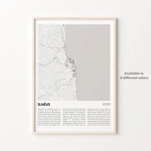 Ilhéus City Map Print, Bahia Travel Poster, Wall Art - Picture 1 of 6
