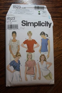Camiseta Pullover Tops Simplicity 8523 Misses' Talla (8-10-12) Patrón de Costura UC - Imagen 1 de 4