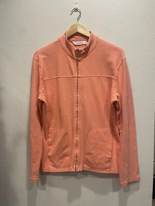 Fresh Produce Full Zip SZ XL Sweatshirt Orange Peach Mockneck MADE USA Spring - Picture 1 of 14