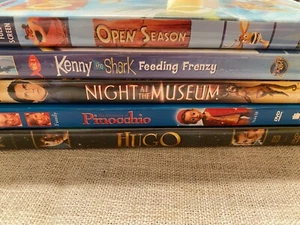 5 DVD Lot Night at Museum Hugo Open Season Kenny the Shark Pinocchio GUC - Picture 1 of 4