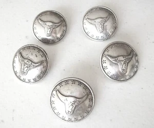 5 conchos plateados con calavera de búfalo plateada artesanal en cuero - Imagen 1 de 3