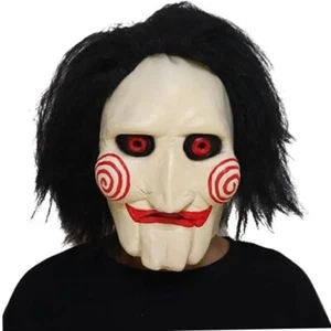 Maske Saw Clown Maske mit Haaren Horror Killer Latex Maske Halloween Kostüm Neu - Bild 1 von 2