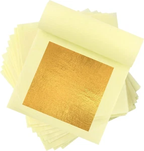 24 Karat Echte Blattgold, 30 Blatt Echte Blattgold Essbar Flocken Für Basteln - Bild 1 von 12