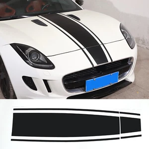 Bonnet Hood Racing Stripe Car Sticker Decal For Jaguar F-TYPE 2013-2022 Black - Picture 1 of 11