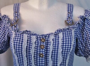 BAUMWOLLE Trachten Mieder Träger Top Dirndl Bluse Rüschen Oberteil Bustier Shirt - Bild 1 von 12