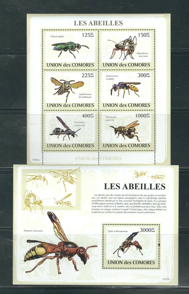 Comoro island / 2009  Bees Miniature and Souvenir Sheet .MNH - Image 1 of 1