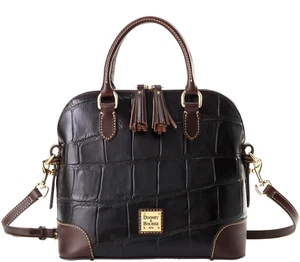 DOONEY & BOURKE Denison Croc Italian Leather Domed Satchel Espresso NWT🎀NEW - Picture 1 of 10