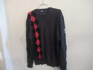 Jack Nicklaus Sweater Mens Large 100% Merino Wool Argyle Red Black Pullover ag - Picture 1 of 12