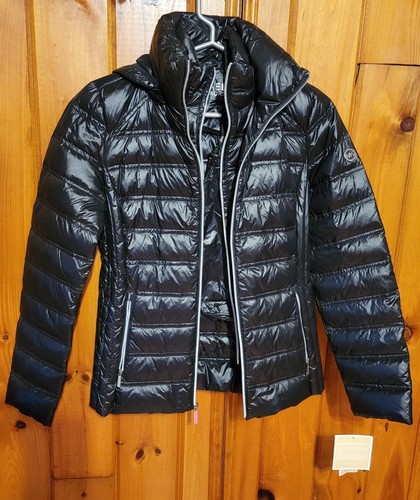 Cappotto Michael Kors nero doppia cerniera con cappuccio impacchettabile donna taglia X Small