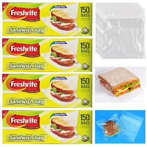 600 Fold Top Sandwich Bags Food Storage Plastic Poly Baggies Snack School Lunch - Picture 1 of 1