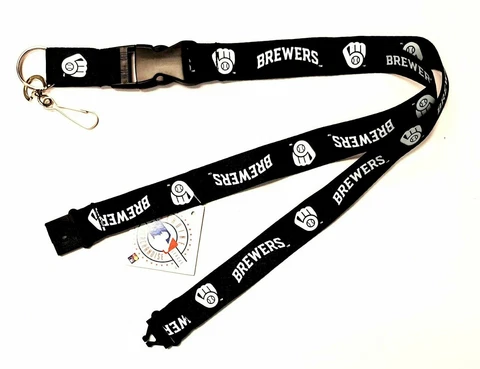 Milwaukee Brewers Blackout Premium Lanyard 2-Sided Breakaway Clip Keychain Cover