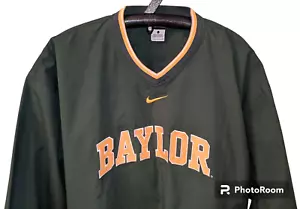 Nike BAYLOR UNIVERSITY Wind Jacket Pullover Sewn Logo Size LARGE Side Zip Green - Picture 1 of 15